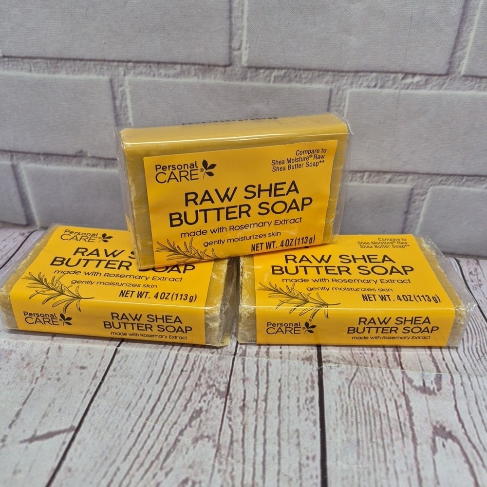 3 Pack- Raw Shea Butter Soap Rosemary Extract Moisturize Skin Bar Soap 4oz